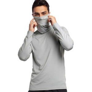 Mask Men&#39;s T-shirt Compression Shirt Running Fitness High Neck t-shirts Gym Top Thermal Underwear Sports Baselayer Winter