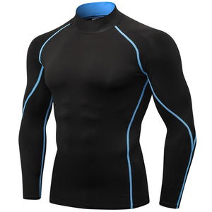 Men Autumn Bodybuilding Sport T-shirt Quick Dry Running Casual Shirt Long Sleeve Compression Top Gym Sportwear Tight Rashgard