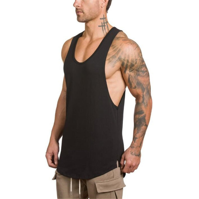 Brand Gym Stringer Clothing Bodybuilding Tank Top Men Fitness Singlet Sleeveless Shirt Solid Cotton Muscle Vest Undershirt