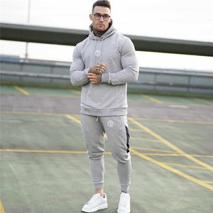 Running sports track suit men&#39;s sportswear suit sweatshirt + sports pants gym fitness hoodie pants suit jogging clothing