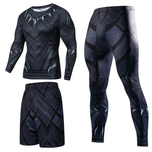 Men Sportswear Superhero Compression Sport Suits Quick Dry Clothes Sports Joggers Training Gym Fitness Tracksuits Running Set