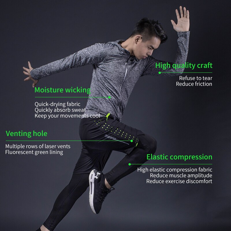 ROCKBROS Men 4 Season Gym Running Sport Suits Set Quick Dry Sweat-absorbent Sports Training Short/Long Sleeve Pants Jerseys set