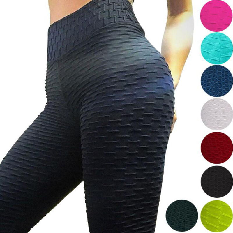 Women Yoga Leggings Fitness Sports Pants Jacquard Push Up Leggings Running Trousers High Waist Anti Cellulite Leggins Gym Pant