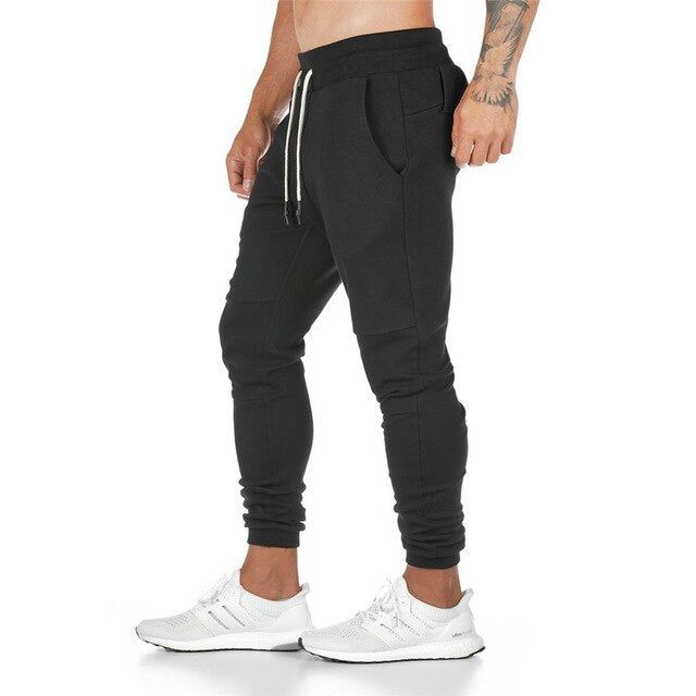 Mens Joggers Pants Fitness Tights Track Pant Skinny Gyms Muscle Trousers Casual Black Solid Color Workout Sportswear Sweatpants