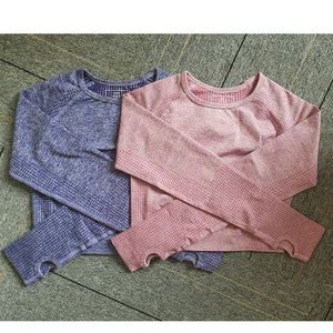 Seamless Yoga Top Long Sleeve Workout Tops for Women Fitness Vital Gym Crop Top Athletic Gym Shirt Women Sportswear Short Active