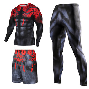 Men Sportswear Superhero Compression Sport Suits Quick Dry Clothes Sports Joggers Training Gym Fitness Tracksuits Running Set