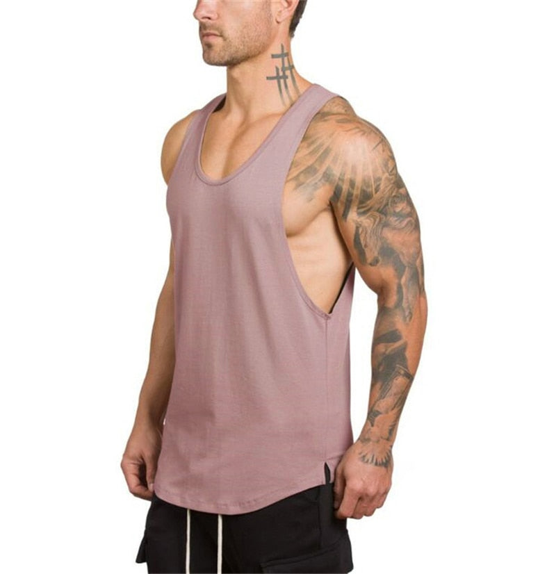 Brand Gym Stringer Clothing Bodybuilding Tank Top Men Fitness Singlet Sleeveless Shirt Solid Cotton Muscle Vest Undershirt