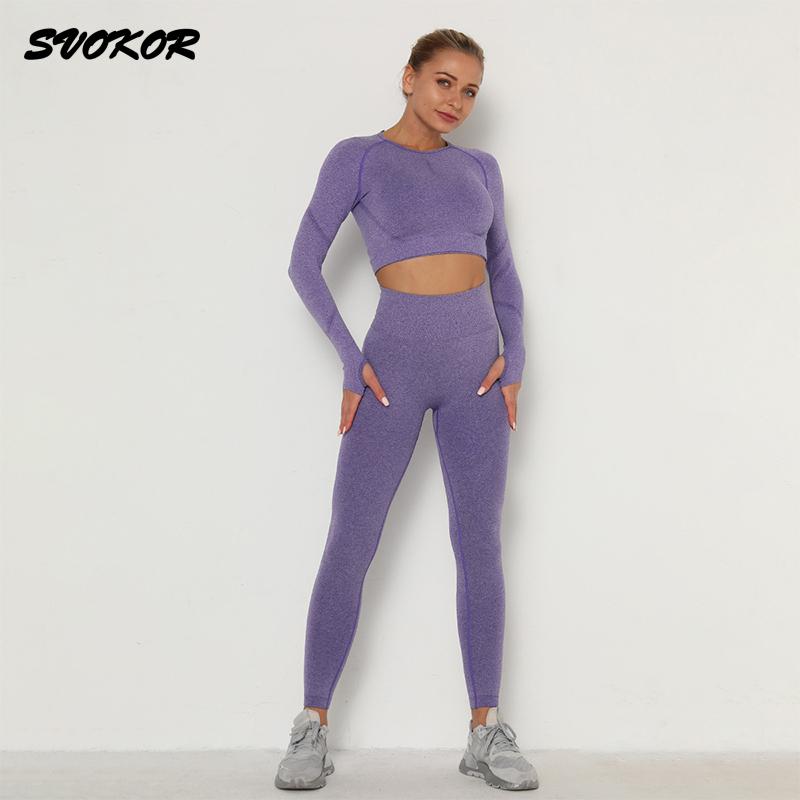 SVOKOR Geometric Yoga Set Breathable Fitness Sports Suit Sports Bra High Waist Women Gym Leggings Workout Pants Sportswear