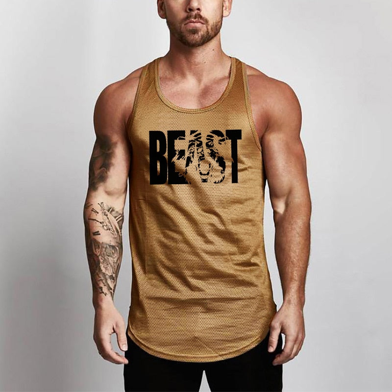 Summer Brand Fitness Tank Top Men Bodybuilding 2021 Gyms Clothing Fitness Men Shirt slim fit Vests Mesh Singlets Muscle Tops