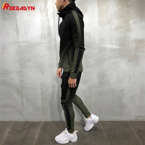 ROEGADYN Winter Sweater Suit Sportswear Man Fitness Suit Sports Workout Running Set Tracksuits Men Set Hooded Gym Clothing Men