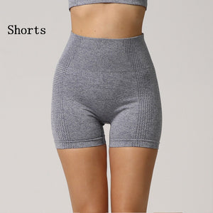 Vital Seamless Yoga Set Women Long Sleeve Summer Blouses Top Gym Sport Bra High Waist Tight Leggings Fitness Suit Shorts Sets