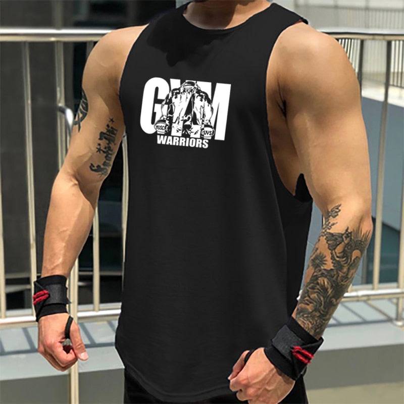 Cotton Workout Gym Tank Top Mens Muscle Sleeveless Sportswear Shirt Stringer Fashion Clothing Bodybuilding Singlets Fitness Vest