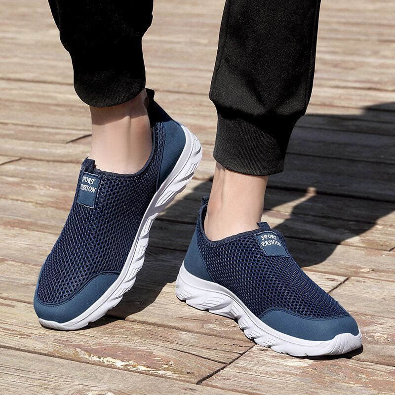 Men's Athletic Walking Shoes Mesh Comfortable Work Sneakers Running Gym Tennis Sports Sneakers Slip on Loafers Sock Shoes Men