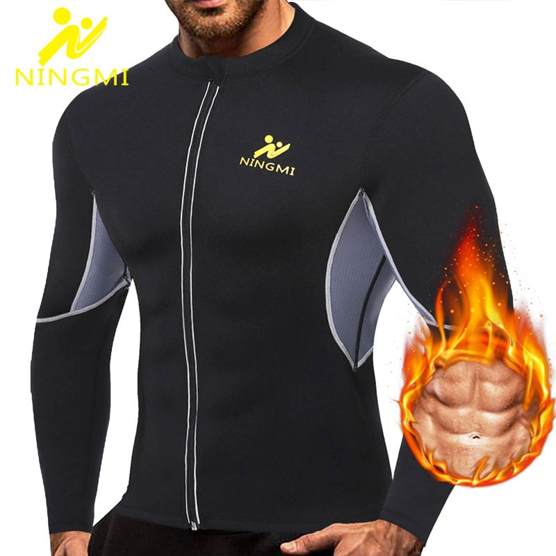 NINGMI Men Slimming Home Gym Shirts Jacket with Long Sleeve Fitness Ti –  WERK IT OUT APPAREL