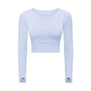 SHINBENE ARDOR Padded Gym Sport Long Sleeved Shirts Women Thicken Nylon Yoga Fitness Crop Shirts Long Sleeve with Thumb Holes