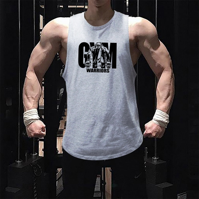 Cotton Workout Gym Tank Top Mens Muscle Sleeveless Sportswear Shirt Stringer Fashion Clothing Bodybuilding Singlets Fitness Vest