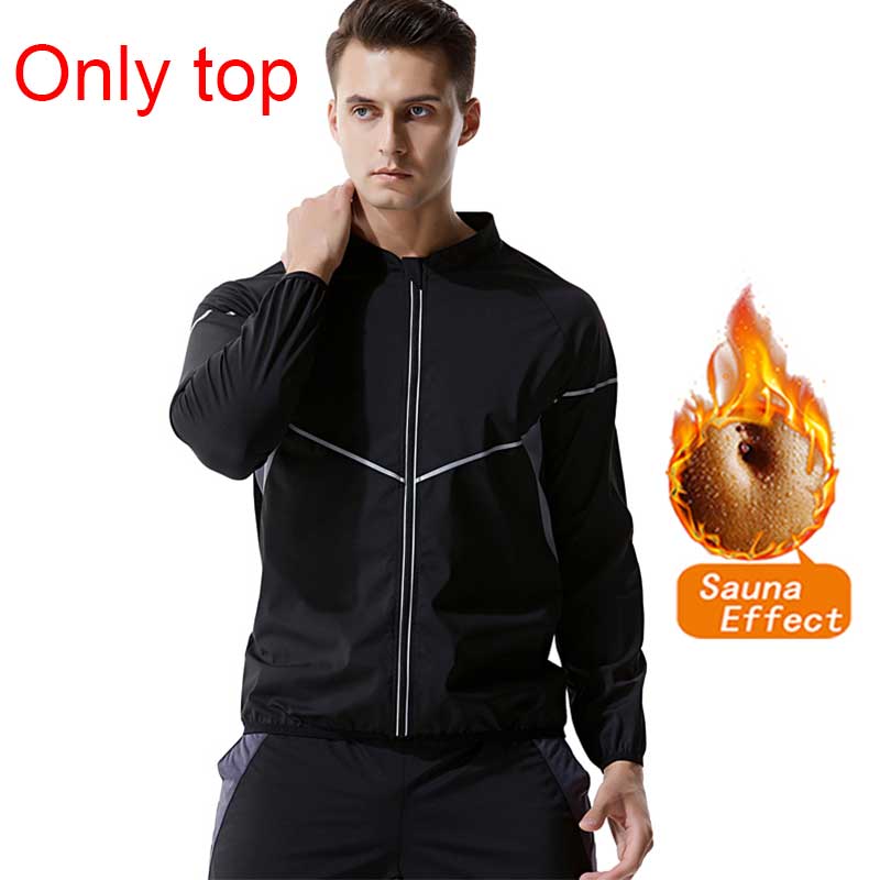 LAZAWG Mens Sauna Set Sweat Suit Weight Loss Top Pant Slimming Jacket Trousers Workout Leggings Shirt Body Shaper Fat Burner Gym