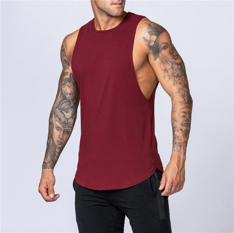 Cotton Workout Gym Tank Top Mens Muscle Sleeveless Sportswear Shirt Stringer Fashion Clothing Bodybuilding Singlets Fitness Vest