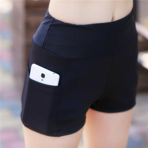 2022 Sports Pants Tight Running Shorts Yoga Cycling Pants Women's Sports Five Pants High Waist High Stretch Shorts Pocket Phone