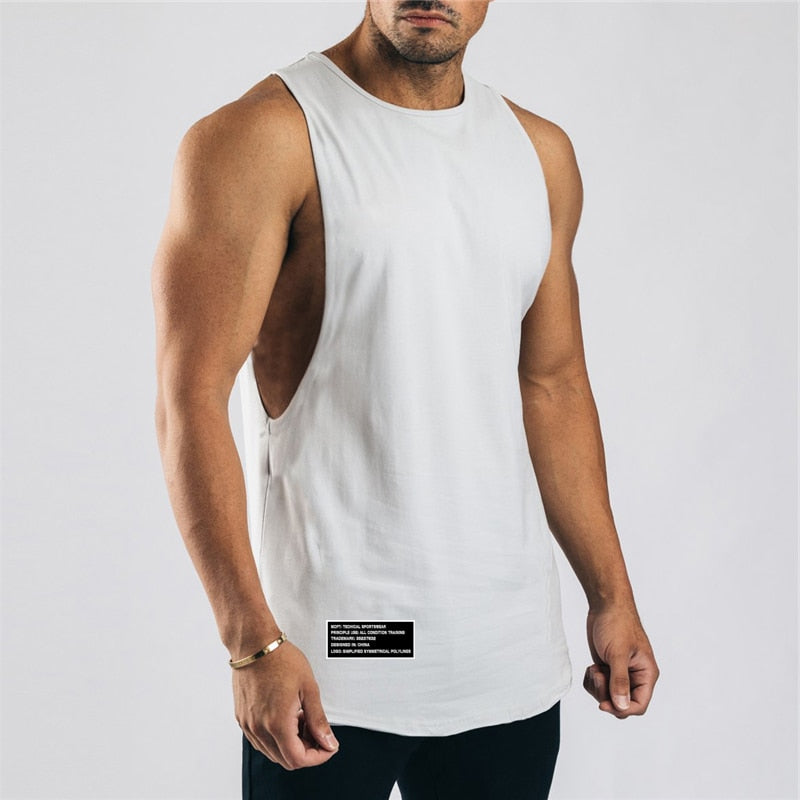 Cotton Workout Gym Tank Top Mens Muscle Sleeveless Sportswear Shirt Stringer Fashion Clothing Bodybuilding Singlets Fitness Vest