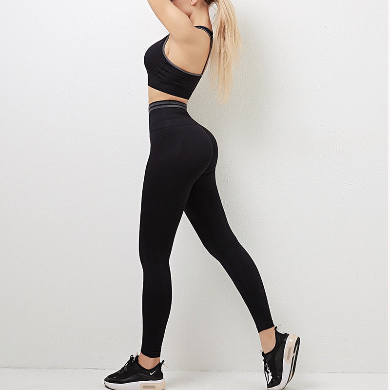 Seamless Yoga Sets Sports Fitnes High Waist Hip Raise Pants Long-Sleeved Backless Suits Workout Clothes Gym Shorts Set for Women