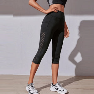 Sport Shorts cropped pants Female Fitness Nudity High Waist Hip Lift Running Yoga Side Pockets Tights Quick Dry Gym Sportswear