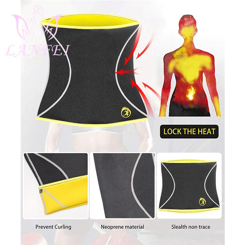 LANFEI Men Waist Trainer Belt Body Shaper Belly Wrap Neoprene Sauna Slimming Sweat Shapewear Workout Fitness Weight Loss Corset