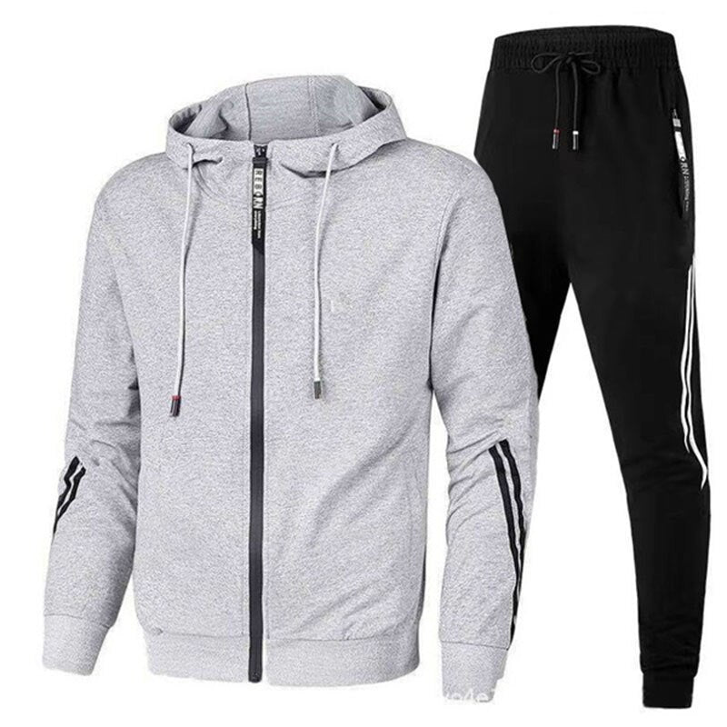 Men's Autumn Winter Sets Zipper Hoodie+pants Two Pieces Casual Tracksuit Male Sportswear Gym Brand Clothing Sweat Suit