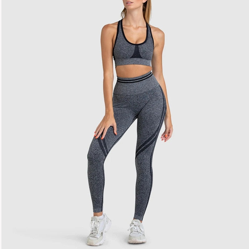 Seamless Yoga Sets Sports Fitnes High Waist Hip Raise Pants Long-Sleeved Backless Suits Workout Clothes Gym Shorts Set for Women