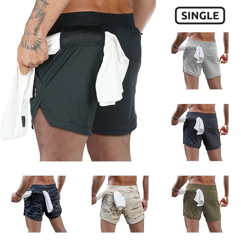 2022 Camo Running Shorts Men 2 In 1 Double-deck Quick Dry GYM Sport Shorts Fitness Jogging Workout Shorts Men Sports Short Pants