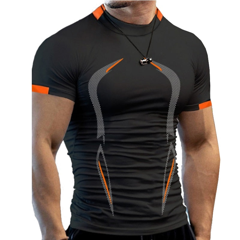 Men Running Compression T-shirt Short Sleeve Sport Tees Gym Fitness Tops Male Jogging Tracksuit Quick Drying Athletic Shirt Tops