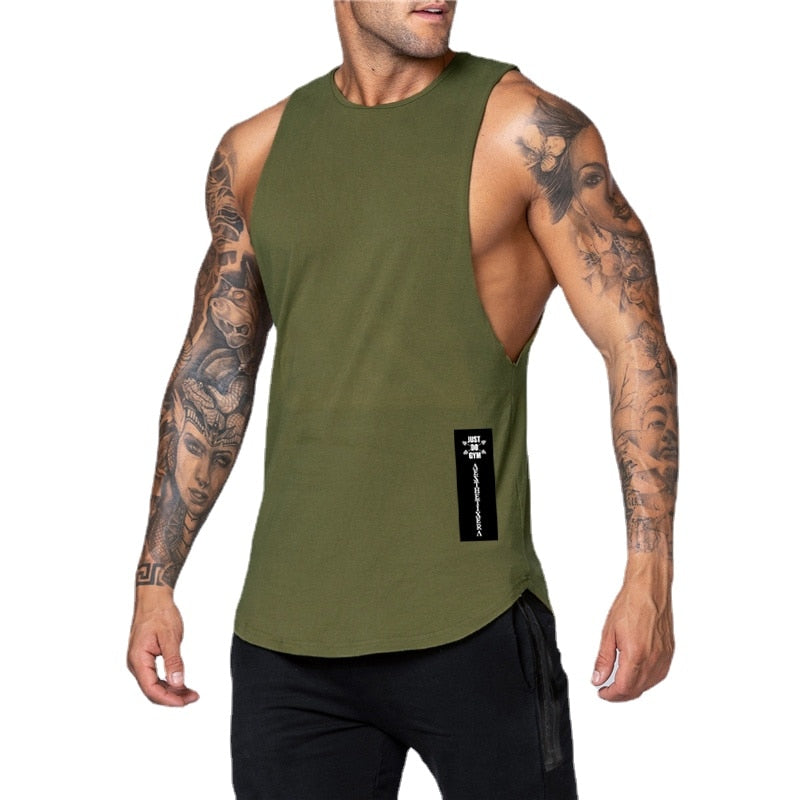 Cotton Workout Gym Tank Top Mens Muscle Sleeveless Sportswear Shirt Stringer Fashion Clothing Bodybuilding Singlets Fitness Vest