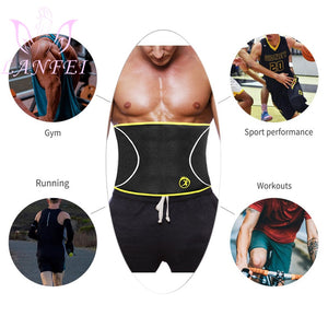 LANFEI Men Waist Trainer Belt Body Shaper Belly Wrap Neoprene Sauna Slimming Sweat Shapewear Workout Fitness Weight Loss Corset