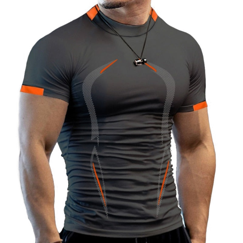 Men Running Compression T-shirt Short Sleeve Sport Tees Gym Fitness Tops Male Jogging Tracksuit Quick Drying Athletic Shirt Tops