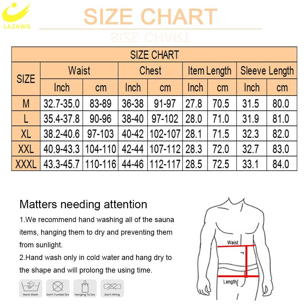 LAZAWG Sauna Suit for Men Sweat Leggings Pants Weight Loss Set Jacket Workout Slimming Top Trousers Body Shaper Fat Burner Gym