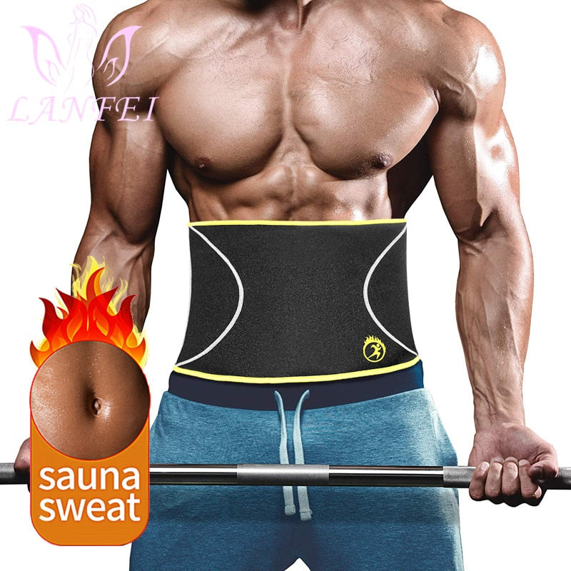 LANFEI Men Waist Trainer Belt Body Shaper Belly Wrap Neoprene Sauna Slimming Sweat Shapewear Workout Fitness Weight Loss Corset