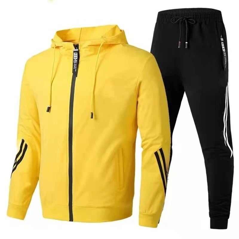 Men's Autumn Winter Sets Zipper Hoodie+pants Two Pieces Casual Tracksuit Male Sportswear Gym Brand Clothing Sweat Suit