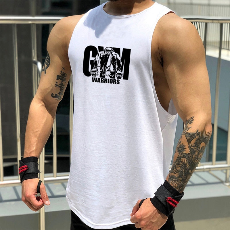 Cotton Workout Gym Tank Top Mens Muscle Sleeveless Sportswear Shirt Stringer Fashion Clothing Bodybuilding Singlets Fitness Vest