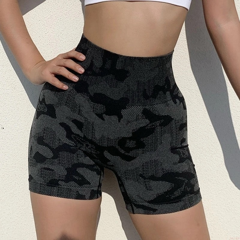 Bymermaids Gym Yoga Shorts Seamless High Waist Women&#39;s Shorts Camouflage Sweatpants Fitness Leggings Cycling Shorts Safety Pants