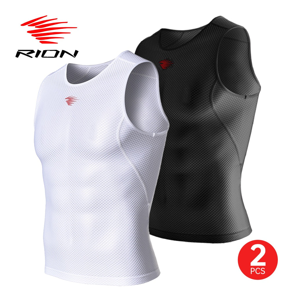 RION Men&#39;s Tank Top Fitness Shirt 2 Pack Athletic Compression Under Base Layer Sport Vest Muscle Shirts Sleeveless Gym Workout